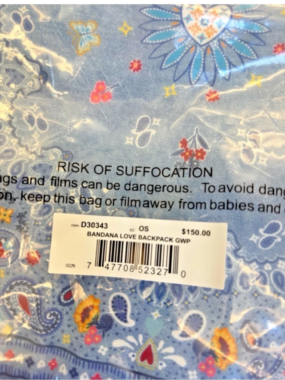 Brighton Bandana Love Backpack Blue Floral Butterflies 12x10x5 In NWT Sealed Bag